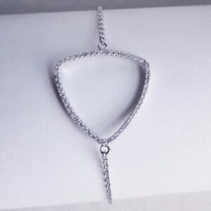 Sterling Silver Bracelet
Clear Cz Geometric Modernist Cubic Zirconia Chain 925